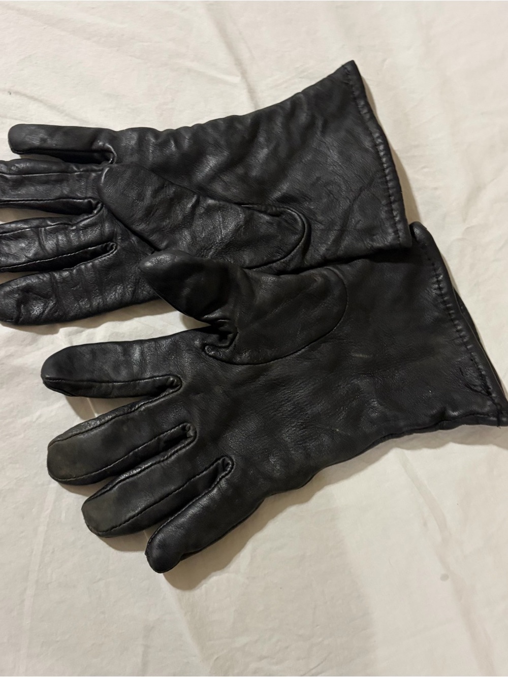 Black leather military gloves 8